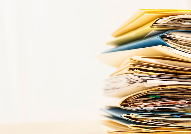 Stack of papers and folders